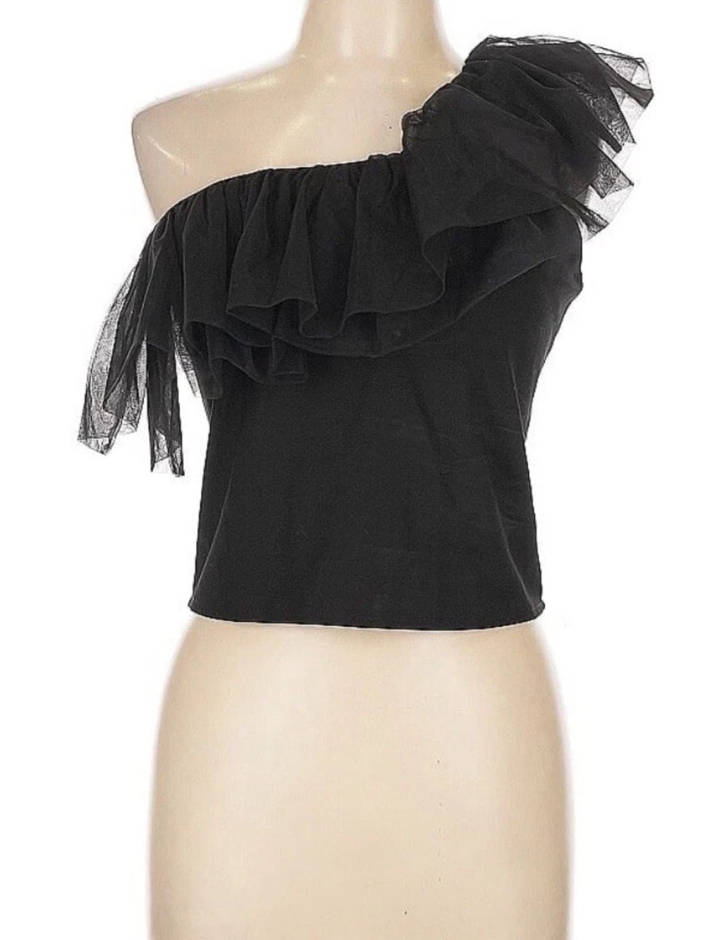 Sunday in Brooklyn Black One-Shoulder Ruffle Tank 3X